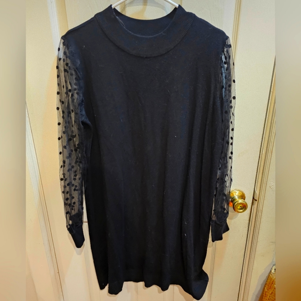 Alison Andrews Plus bodycon sweater dress sheer sleeves